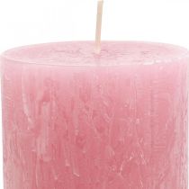 Artículo Velas de colores sólidos Vela rústica rosa empolvado 80×110mm 4pcs