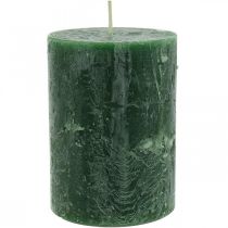 Artículo Velas de colores lisos verde Rustic Safe Candle 80×110mm 4uds