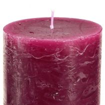 Artículo Juego de 12 velas de pilar, color sólido, combinación de colores bayas, velas decorativas para la decoración del hogar, 70 × 80 mm