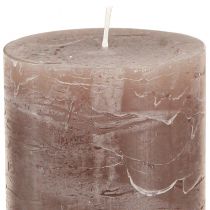 Artículo Velas decorativas cilíndricas, mezcla de 3 tonos marrones, color sólido, 70x120 mm, juego de 12 para crear ambiente y decorar el hogar.