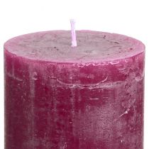 Artículo Velas de pilar de color sólido, baya morada, 60x80 mm, 4 piezas - decorativas, larga duración, hechas a mano