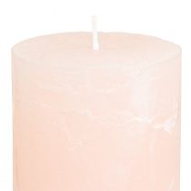 Artículo Velas de pilar, color rosa claro liso, 60×100 mm, juego de 4, velas decorativas para Pascua y bodas