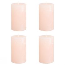 Artículo Velas de pilar, color rosa claro liso, 60×100 mm, juego de 4, velas decorativas para Pascua y bodas