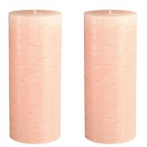 Artículo Velas de pilar de color rosa claro, completamente rosa, 85 × 200 mm, larga duración, juego de 2, decoración de mesa de alta calidad para celebraciones.