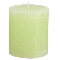 Artículo Velas de pilar velas de color liso verde lima 70×80mm 4 piezas