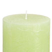 Artículo Velas de pilar teñidas en verde lima (70 x 80 mm, paquete de 4) - Decoración e iluminación ambiental