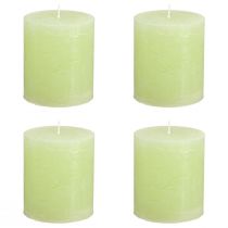 Artículo Velas de pilar teñidas en verde lima (70 x 80 mm, paquete de 4) - Decoración e iluminación ambiental