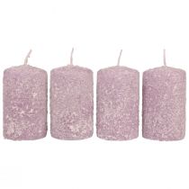 Velas de pilar velas navideñas de invierno violeta 60×100mm 4ud