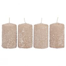 Velas de pilar velas navideñas beige 60×100mm 4ud