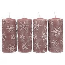 Velas de pilar velas rosas copos de nieve 150/65mm 4ud