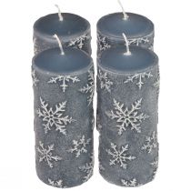 Velas de pilar velas azules copos de nieve 150/65mm 4ud