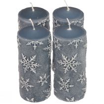 Artículo Velas de pilar velas azules copos de nieve 150/65mm 4ud