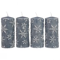 Velas de pilar velas azules copos de nieve 150/65mm 4ud