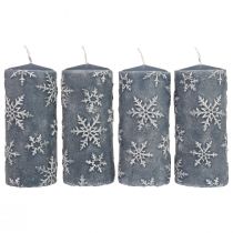 Artículo Velas de pilar velas azules copos de nieve 150/65mm 4ud