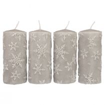 Velas de pilar velas grises copos de nieve 150/65mm 4ud