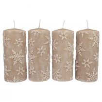 Velas de pilar velas beige copos de nieve 150/65mm 4ud