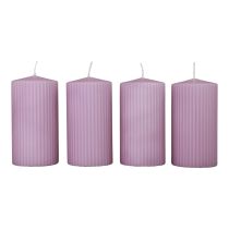Velas de pilar lila velas acanaladas decoración 70/130mm 4ud