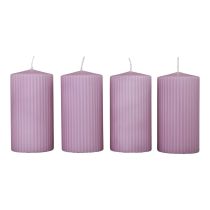 Artículo Velas de pilar lila velas acanaladas decoración 70/130mm 4ud