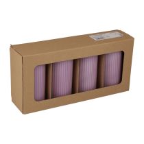 Artículo Juego de 4 velas de pilar, velas decorativas ranuradas, 70/130 mm en color lila, para decoraciones de mesa, coronas de Adviento y arreglos primaverales.