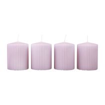 Velas de pilar lila velas acanaladas decoración 70/90mm 4ud