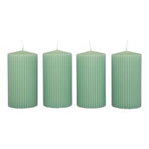 Velas de pilar velas ranuradas verde esmeralda 70/130mm 4ud