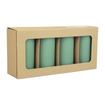 Artículo Velas de pilar con ranuras de color verde esmeralda, 70/130 mm, 4 unidades