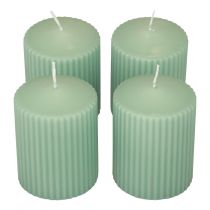Velas de pilar velas ranuradas verde esmeralda 70/90mm 4ud