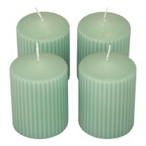 Artículo Velas de pilar velas ranuradas verde esmeralda 70/90mm 4ud