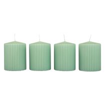 Velas de pilar velas ranuradas verde esmeralda 70/90mm 4ud