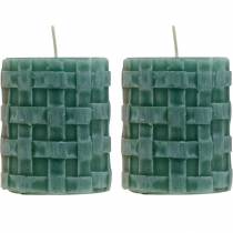 Artículo Velas de columna Rústica 80/65 vela verde decoración vela 2 piezas