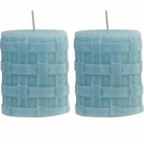 Velas de pilar Rústico 80/65 vela azul claro decoración vela 2 piezas