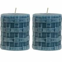 Velas de columna rústica azul 80/65 velas rústicas 2pcs