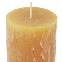 Artículo Velas de pilar Velas de Adviento rústicas lisas amarillo 70/110mm 4ud