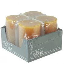 Artículo Velas de Adviento rústicas amarillas, 70/110 mm, 4 unidades: velas de pilar de color liso para una decoración navideña atmosférica.