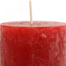 Artículo Velas de pilar Velas de adviento de colores rústicos rojo 70/110mm 4pcs