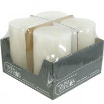 Artículo Juego de 4 velas de pilar rústicas, color blanco roto, 70 x 110 mm, teñidas en su totalidad, autoextinguibles - Ideales para Adviento y decoración festiva