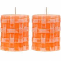 Artículo Velas de columna rústica naranja 80/65 vela rústica velas de cera 2 piezas