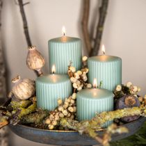 Velas de pilar velas ranuradas verde esmeralda 70/90mm 4ud