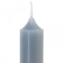 Velas de pilar azul claro, cortas, Ø2,2 cm, Al. 11 cm, 6 piezas