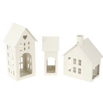 Artículo Elegantes casitas para velas de té sobre bandeja Mini faroles para decorar la mesa, 15 cm