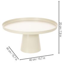 Artículo Plato redondo decorativo de color beige con una base de 40 cm de altura.