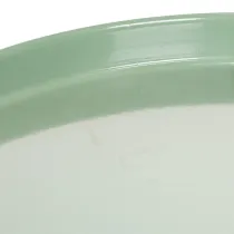 Artículo Plato decorativo redondo verde sobre soporte para mesa, 30 cm.