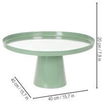 Artículo Mesa decorativa redonda de metal verde, de 40 cm de diámetro, con borde alto.
