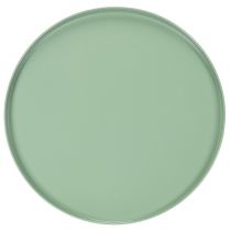Artículo Mesa decorativa redonda de metal verde, de 40 cm de diámetro, con borde alto.