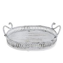 Artículo Bandeja con asas ovalada 23cm x 17.5cm H7.5cm blanca