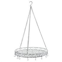 Artículo Bandeja decorativa con ganchos gris Ø44,5cm