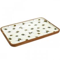Bandeja decorativa madera abejas cuadradas bandeja decoración verano 35×23,5×2cm