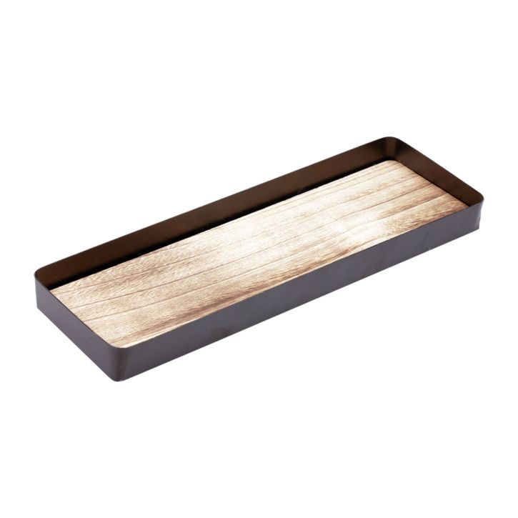 Bandeja decorativa metal madera bandeja metálica base madera 34,5×11×3cm