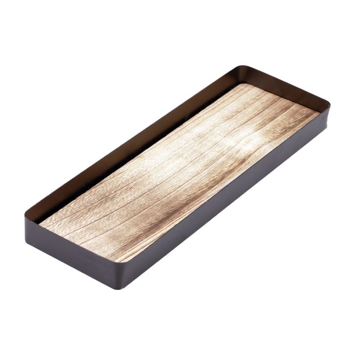 Artículo Bandeja decorativa metal madera bandeja metálica base madera 34,5×11×3cm