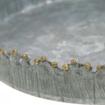 Bandeja decorativa de metal, decoración de mesa, plato para decorar plateado/dorado Ø18,5cm H2cm